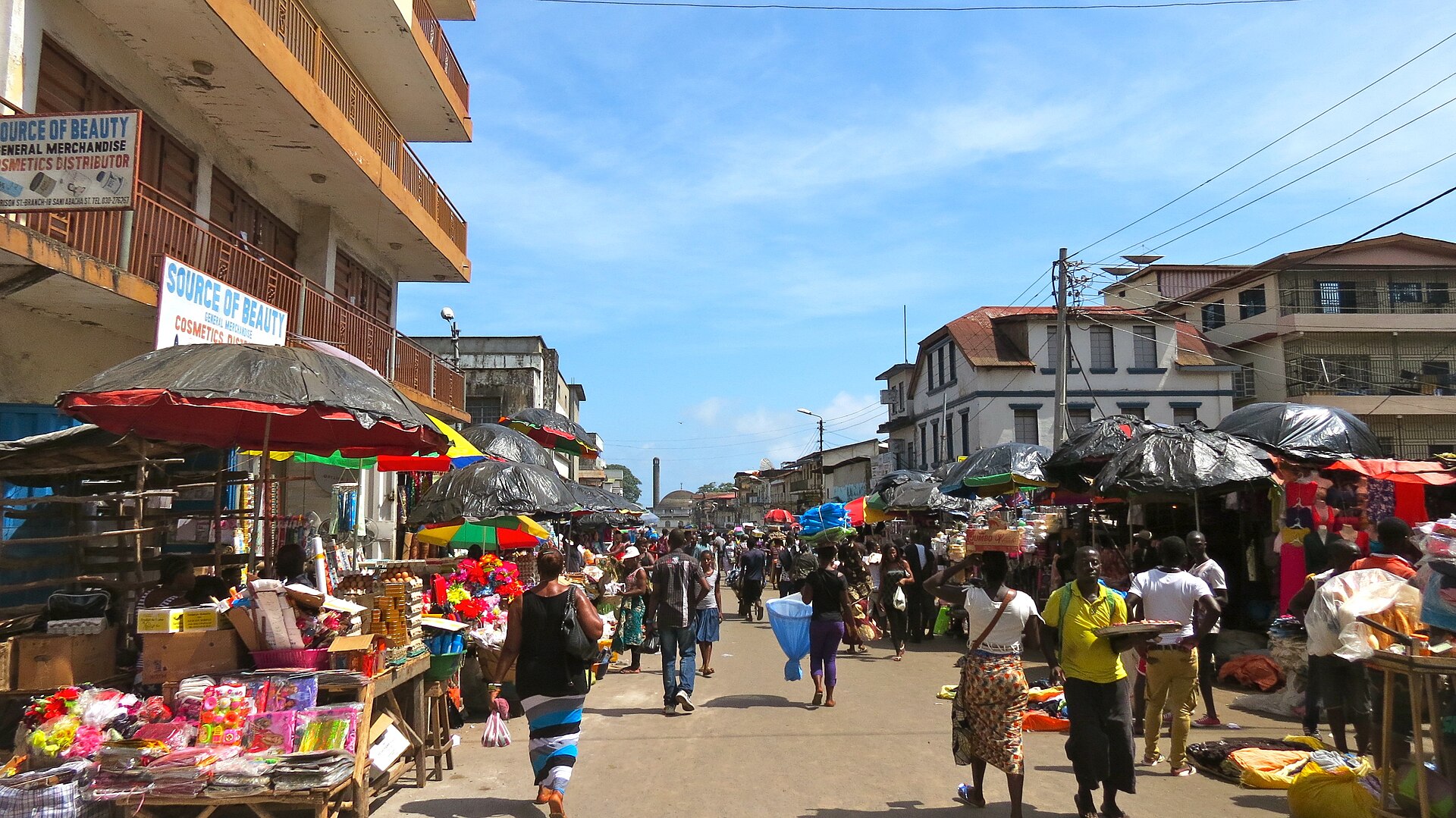 A busy street scene in Freetown, Sierra Leone